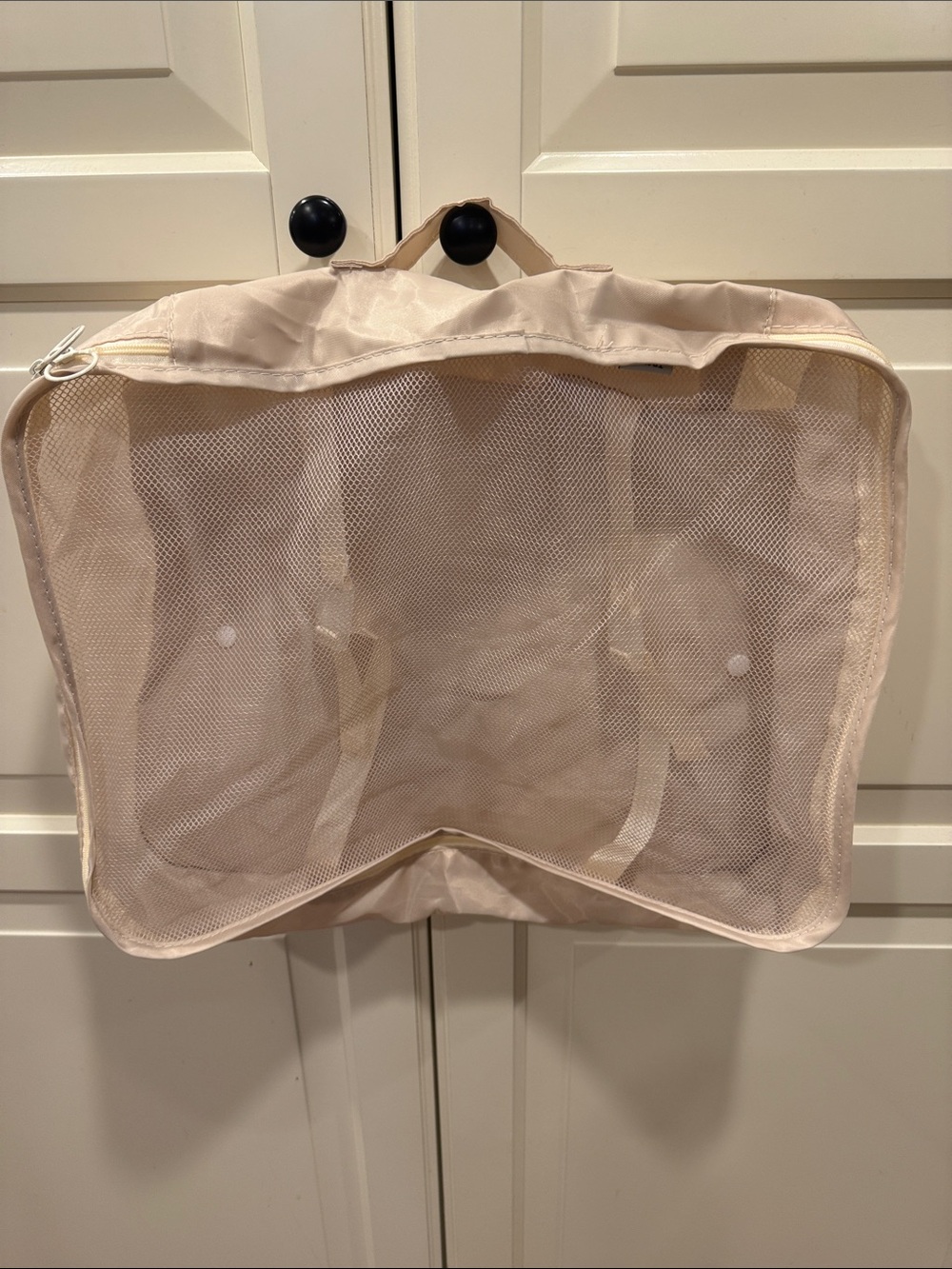 Beige Mesh Travel Packing Cube Set